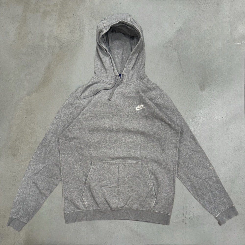 Vintage Nike Hoodie Mens‎ Medium Gray Pullover Embroidered Logo Sweatshirt